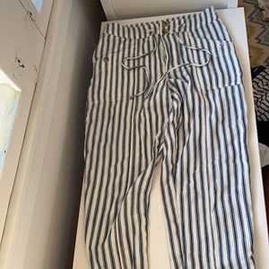 Blue and white striped, American eagle pants